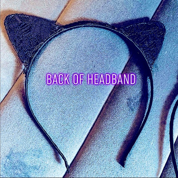 🎊💥HP!!💥🎊 Black Lace & Sequin Cat Ears Headband - Picture 5 of 9